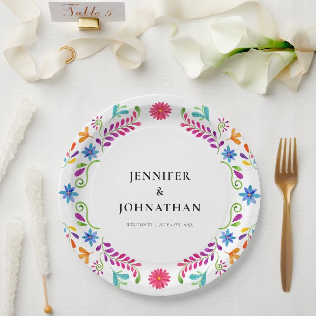 Assiettes En Carton Plaques Papier de fête de mariage mexicaine (Mariage)