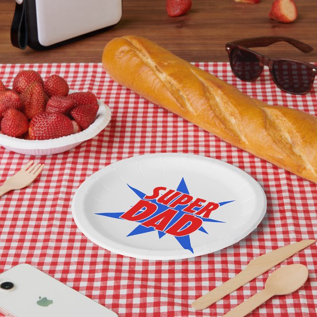 Assiettes En Carton Plaques papier de Fête des pères Super Papa (Créateur téléchargé)