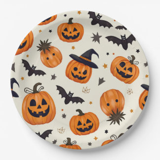 Assiettes En Carton Plaques papier de fête d'Halloween.