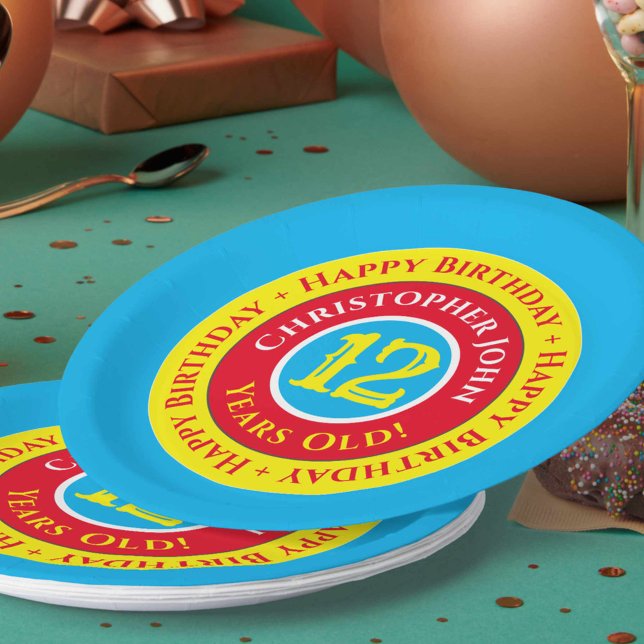 Assiettes En Carton Plaques papier de fête du 12e anniversaire (Créateur téléchargé)