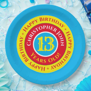 Assiettes En Carton Plaques papier de fête du 13e anniversaire