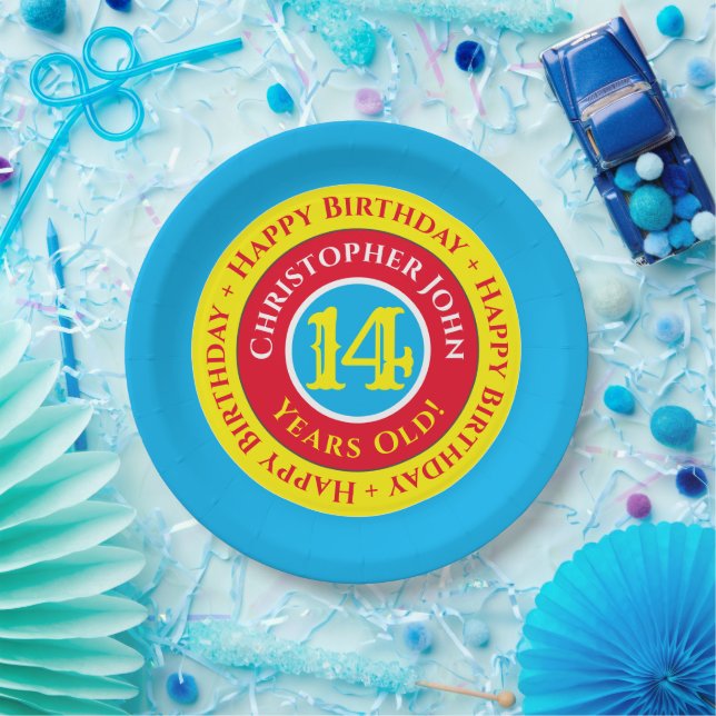 Assiettes En Carton Plaques papier de fête du 14e anniversaire (Fête)