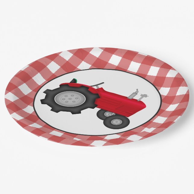 Assiettes En Carton Plaques papier de la partie Country Tracteur (Angle)
