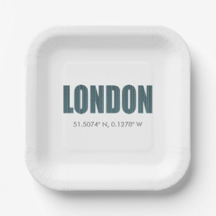 Assiettes En Carton Plaques papier de Londres (latitude et longitude)
