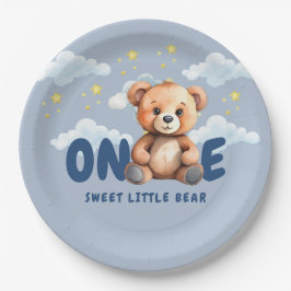 Assiettes En Carton Plaques papier de premier anniversaire de l'ours