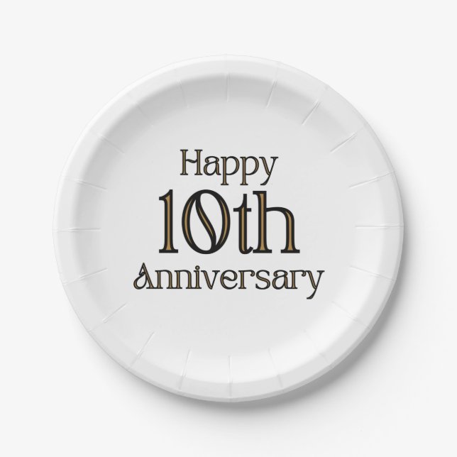 Assiettes En Carton Plaques papier du 10e anniversaire (Devant)