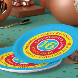 Assiettes En Carton Plaques papier du 16e anniversaire de fête