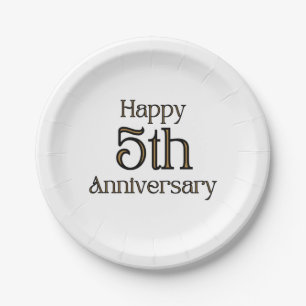 Assiettes En Carton Plaques papier du 5e anniversaire joyeux
