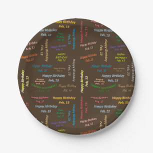 Assiettes En Carton Plaques papier Février, 13 Anniversaire