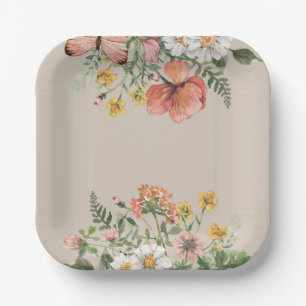 Assiettes En Carton Plaques papier fleur sauvage