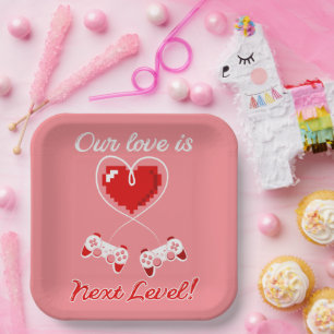 Assiettes En Carton Plaques papier Gamer Valentine