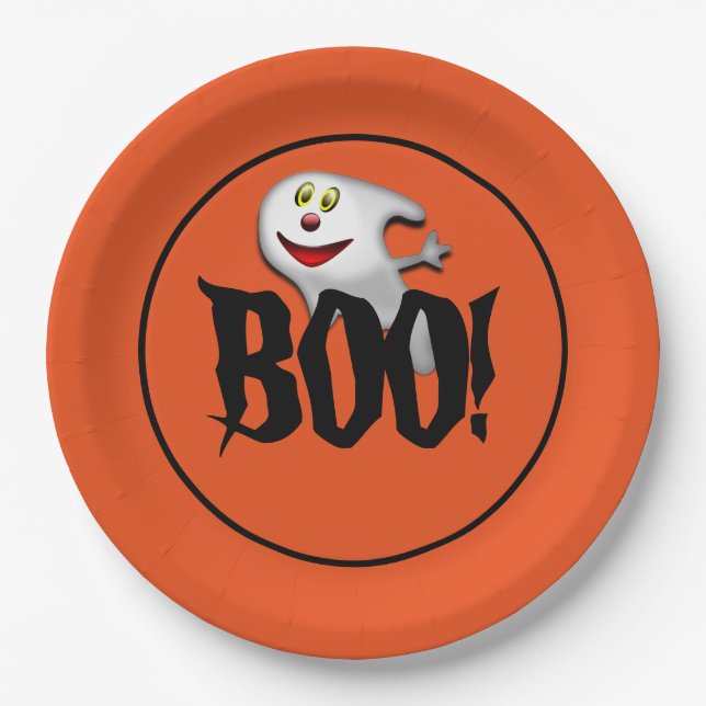 Assiettes En Carton Plaques papier Halloween Ghost Party (Devant)