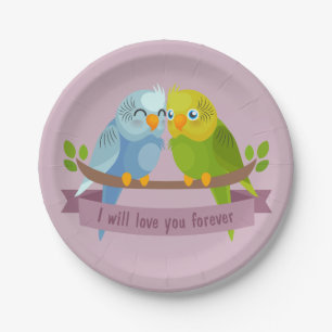 Assiettes En Carton Plaques papier Inséparables mignonnes