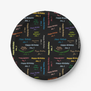 Assiettes En Carton Plaques papier Janvier, 1er Anniversaire