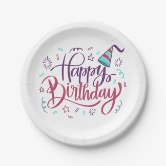 Assiettes En Carton Plaques papier Joyeuses d'anniversaire