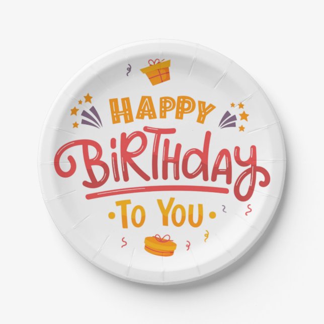 Assiettes En Carton Plaques papier Joyeuses d'anniversaire (Devant)