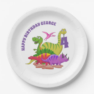 Assiettes En Carton Plaques papier joyeuses pour l'anniversaire - Dino