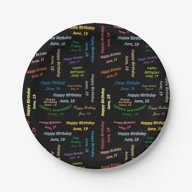 Assiettes En Carton Plaques papier Juin, 19 Anniversaire (Devant)