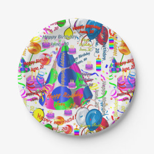 Assiettes En Carton Plaques papier Juin, 20 Anniversaire