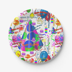 Assiettes En Carton Plaques papier Juin, 21 Anniversaire