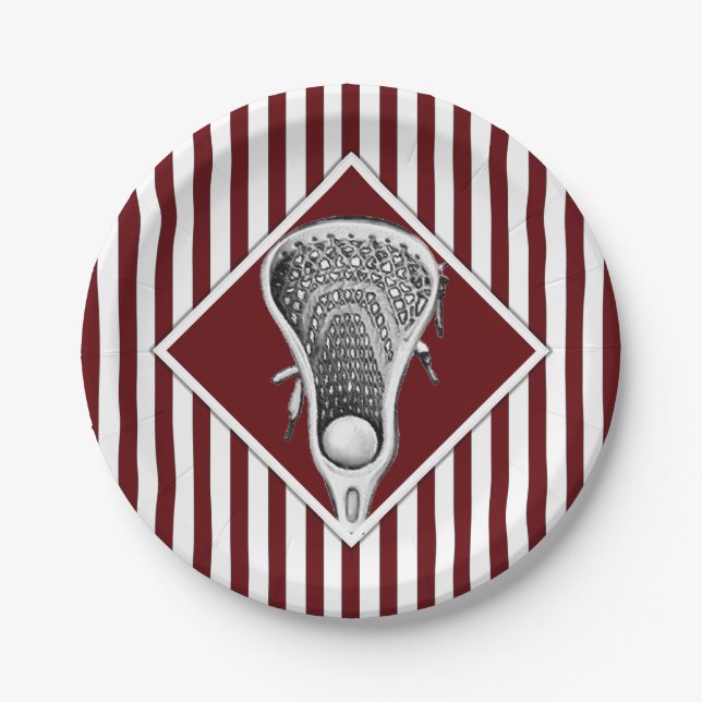 Assiettes En Carton Plaques papier Lacrosse Maroon Team Party (Devant)