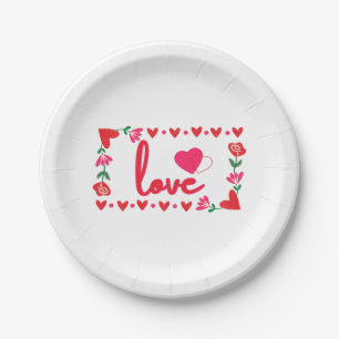 Assiettes En Carton Plaques papier Love Valentine's Day