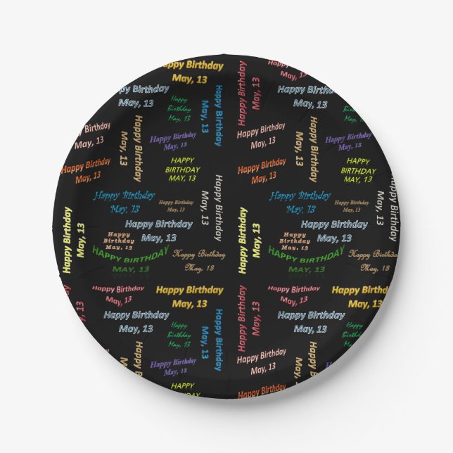 Assiettes En Carton Plaques papier mai, 13 Anniversaire (Devant)