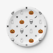 Plaques papier Motif Halloween blanc