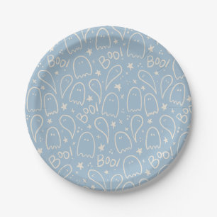 Assiettes En Carton Plaques papier Motif Halloween Blue Ghosts