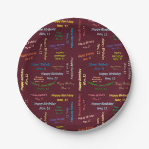 Assiettes En Carton Plaques papier novembre, 11 Anniversaire
