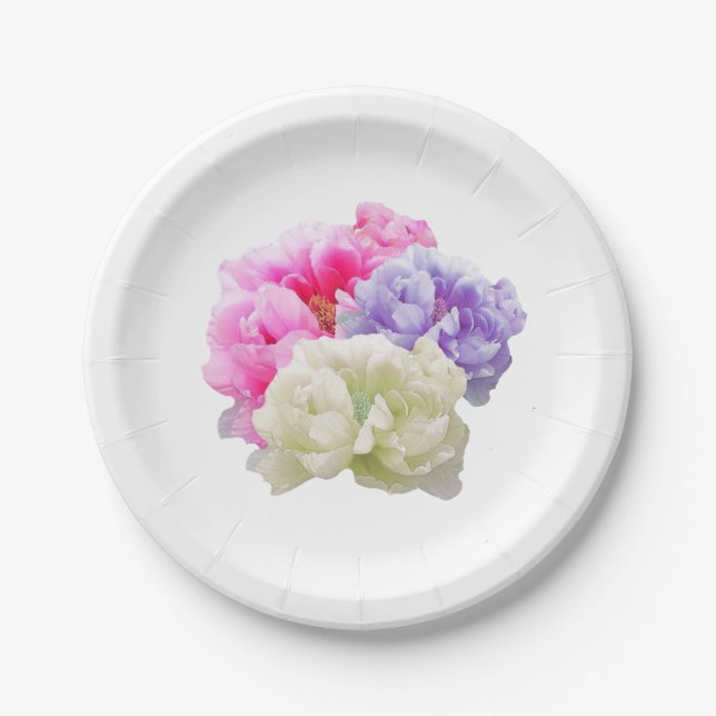 Assiettes En Carton Plaques Papier Peonies (Devant)