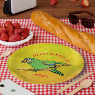 Assiettes En Carton Plaques papier perroquet d'anniversaire joyeuses