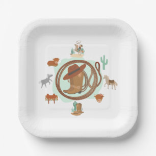 Assiettes En Carton Plaques papier pour fête d'anniversaire de Cowboy