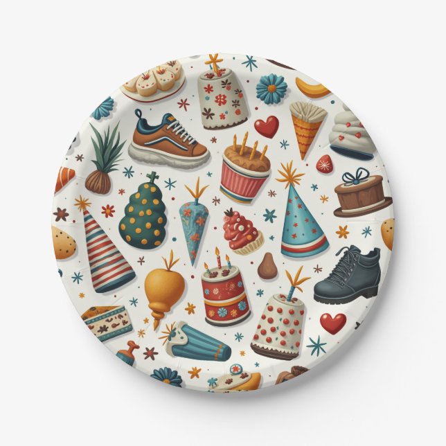 Assiettes En Carton Plaques papier pour fêtes d'anniversaire (Devant)