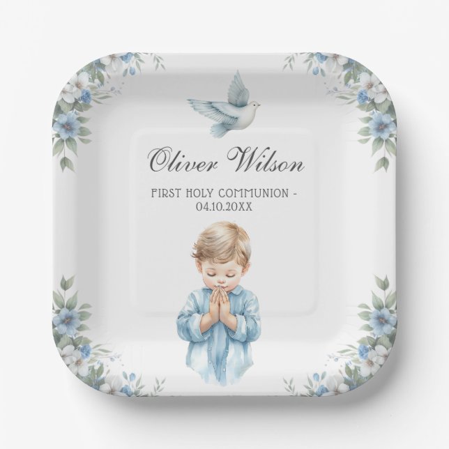 Assiettes En Carton Plaques Papier Première Sainte Communion (Recto)