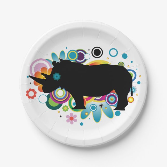 Assiettes En Carton Plaques papier Rhino Abstraites (Devant)