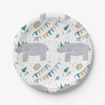 Plaques papier Rhino Birthday Party 7"