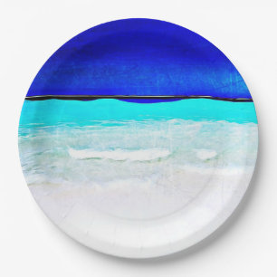 Assiettes En Carton Plaques papier Sandy Beach Blue Ocean