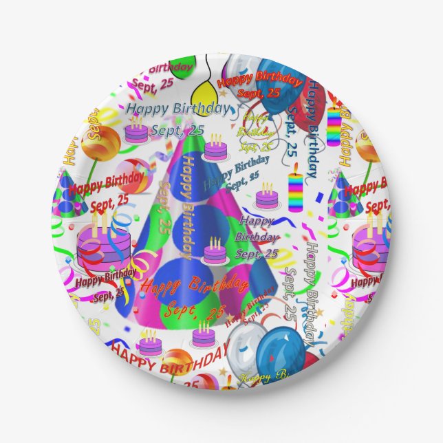 Assiettes En Carton Plaques papier Septembre, 25 Anniversaire Septembr (Devant)