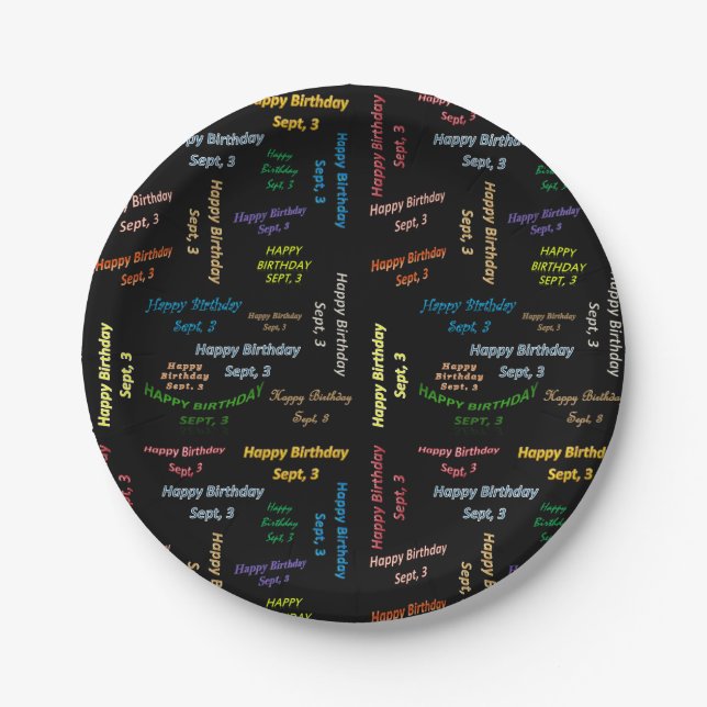 Assiettes En Carton Plaques papier Septembre, 3 Anniversaire (Devant)