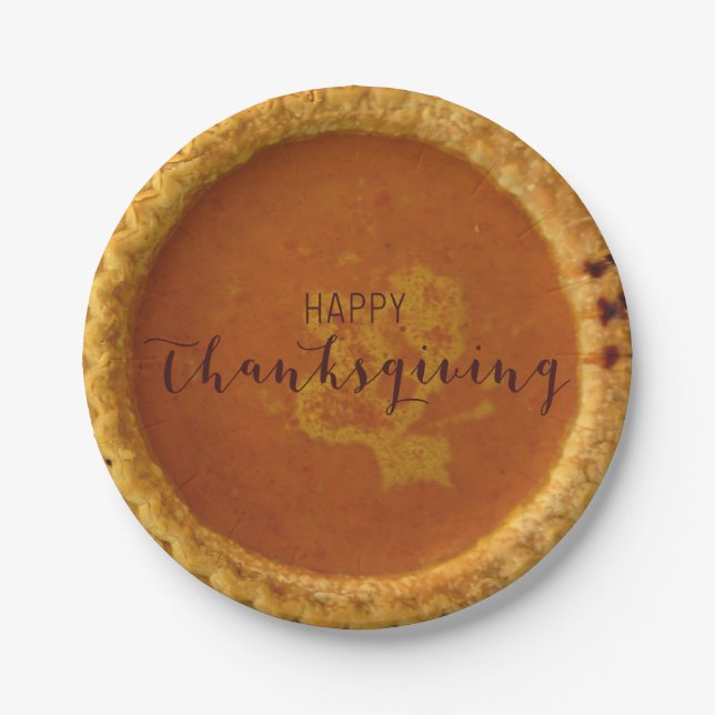 Assiettes En Carton Plaques Papier Thanksgiving Avec tarte Citrouille (Devant)