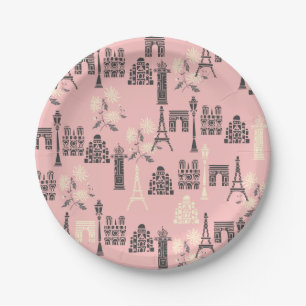 Assiettes En Carton Plaques Papiers Paris Roses