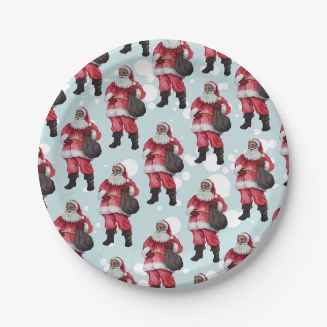 Assiettes En Carton Plaques Père Noël noires (Devant)