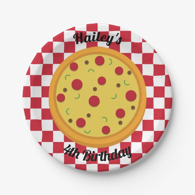 Assiettes En Carton Plaques personnalisées Pizza Party (Devant)