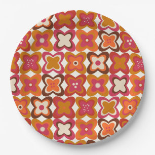 Assiettes En Carton plaques rétro les années 70 60s motif style papier