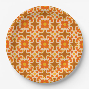 Assiettes En Carton plaques rétro les années 70 60s motif style papier