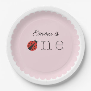 Assiettes En Carton Plaques roses Ladybug pour le premier anniversaire