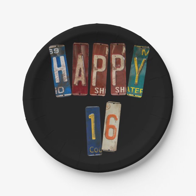 Assiettes En Carton plaques rouillées pour 16e anniversaire (Devant)