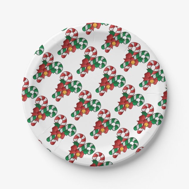 Assiettes En Carton Plaques/Sucres de canne en papier de Noël (Devant)