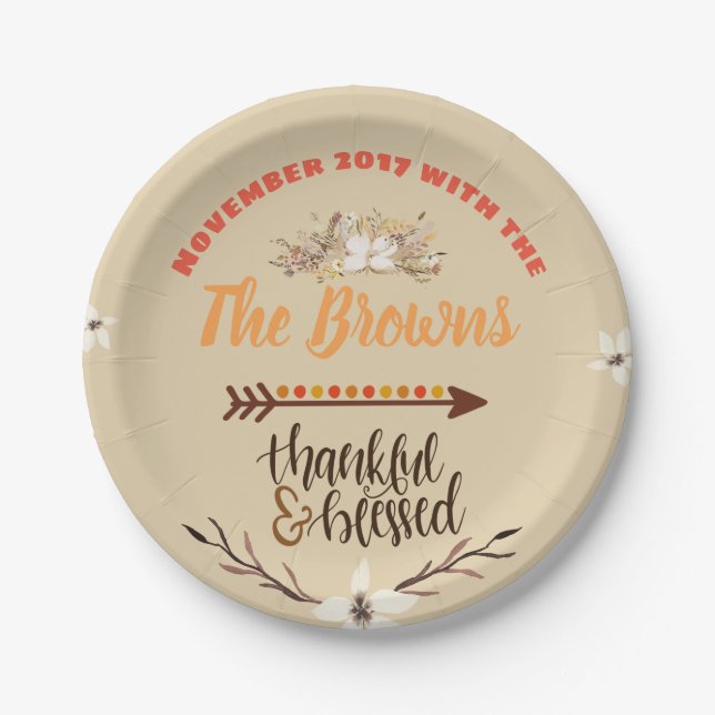 Assiettes En Carton Plaques Thanksgiving personnalisées (Devant)